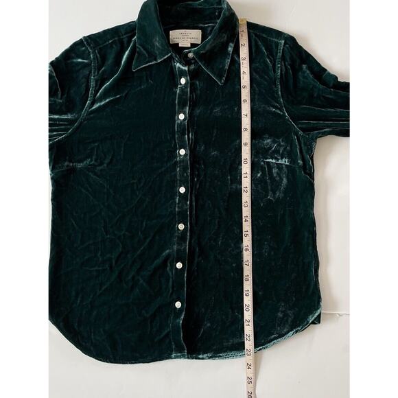 Birds Of Paradis By Trovata Velvet Shirt Women S Green Silk Blend Whimsigoth - Picture 6 of 9